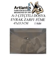 A3 Çıtçıtlı Dosya Füme 1 Adet A-3 Çıt çıtlı Zarf Dosya Transparan 47x33.5 cm Büyük Boy Çıtçıtlı Dosya
