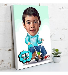Eğlenen Çocuk Karikatürlü Kanvas Tablo