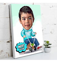 Eğlenen Çocuk Karikatürlü Kanvas Tablo