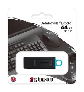 Kıngston Dtx/64gb Usb 3.2 Data Traveler Exodia  Gen 1 Flash Disk (siyah - Turkuaz)