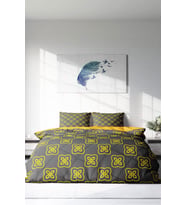 Çift Kişilik ( Lastikli Çarşaflı ) %100 Pamuk Saten Nevresim Takımı Yellow Mosaic
