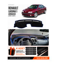 e-biz RENAULT LAGUNA 1 AIRBAGSIZ (2000-2007) Uyumlu Torpido Örtüsü, Torpido Kılıfı - Siyah-Mavi - RE031