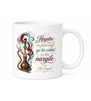 Nargile Kafe Temalı Baskılı Kupa Bardak Hediye Nargile Severler İçin Özel Tasarım