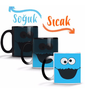 Cookie Monster Kurabiye Canavarı Sihirli Kupa Bardak Porselen