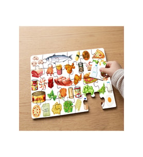 Besinler - Yiyecekler Tasarımlı 24 Parça Ahşap Çocuk Puzzle MPK1044
