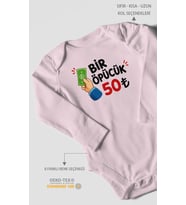 Bir Öpücük 50TL Uzun Kollu Çıtçıtlı Bebek Body %100 Pamuk