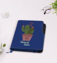 BK Gift Kişiye Özel Kaktüs Tasarımlı Lacivert Termo Deri Defter-11
