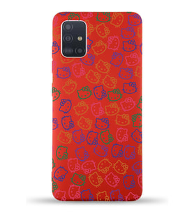 Samsung Galaxy M31s Uyumlu Lansman Kılıf Hello Kitty Tasarımlı İçi Kadife Kapak-Kırmızı (Şeffaf)