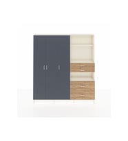 Arges Dolap 12 Raflı 4 Çekmeceli Tek Askılı 220x30x243 Aytaşı-Antrasit/Çam