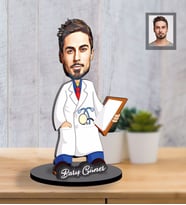 Kişiye Özel Doktor Tasarımlı Karikatür İki Katmanlı Ahşap Biblo Bay-1