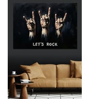 Let'S Rock Metal Selamı Yapan Eller Dekoratif Kanvas - Mdf Ahşap Tablo