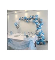 50 Adet Metalik Mavi Gümüş Beyaz Helyuma Uygun Balon Ve 5 Metre Balon Zinciri