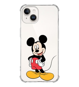 Apple iPhone 14 Uyumlu Köşe Korumalı Antişok Kapak Mickey Mouse Tasarımlı Şeffaf  Kılıf