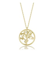 Gümüş Kolye Pırlanta Kolye ( Hayat Ağacı Sarı) (Gold)