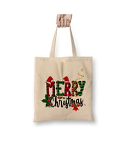 Yılbaşı Yeni Yıl Merry Christmas Beyaz Bez Çanta Uzun Saplı Alışveriş Çantası Plaj Çantası