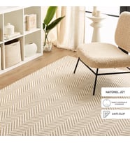 Ocean Home Textile Ekru Renk Balıksırtı Jüt Halı Kilim 120 x 180 cm (Model 3)