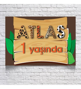 Safari Temalı Doğum Günü Afişi
