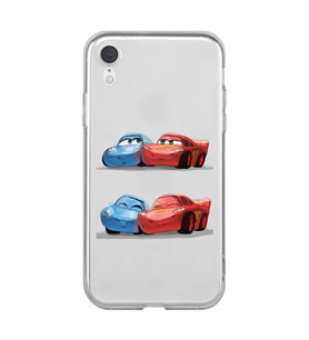 Iphone XR Uyumlu Mcqueen ve Sally Tasarımlı Şeffaf Telefon Kılıfı