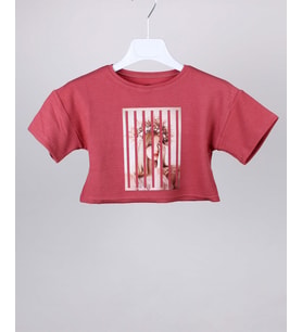 Escabel Kız Çocuk Tshirt Kısa Boy Somon