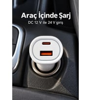 Mey İthalat® Beyaz Gövdeli Çift Çıkışlı Araç İçi Şarj Aleti