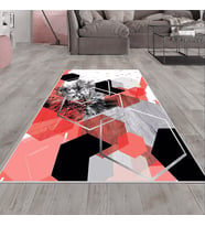 Vizon Yaprak Detaylı Yıkanabilir Kaymaz Taban Leke Tutmaz Modern Salon Halısı ve Yolluk (Beyaz)