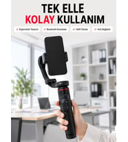 Profesyonel AI Gimbal Selfie Stick Yüz Takipli Telefon Sabitleyici Bluetooth Kumandalı Katlanabilir