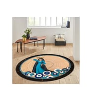 Eliana Home Baskılı, Yıkanabilir Kaymaz Taban Yuvarlak Halı LNA7025 120x120 cm (Bej)