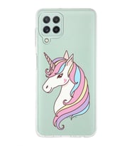 Samsung Galaxy M32 Uyumlu Kapak Unicorn Tasarımlı Şeffaf Silikon Kılıf