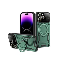 iPhone 16 Pro Kılıf Joy Lens Standlı Kapak - Koyu Yeşil