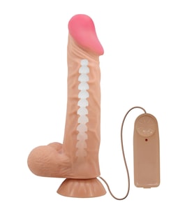 LilituShop 24 cm Kıkırdaklı Çift Katmanlı Gerçekçi Titreşimli Dildo Vibratör Penis
