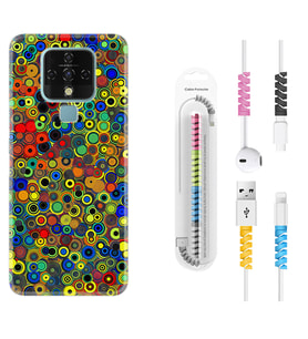 Tecno Camon 16 18P Pova 3 Pova Neo Kılıf Kablo Koruma Spiral Silikon Nazar Boncukları 1746
