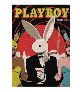 Playboy Tavşanı Desenli Mdf Tablo 15cmx 22cm