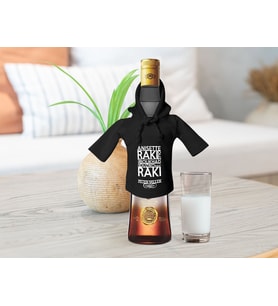 BK Gift Kişiye Özel Mini Siyah İçki Şişesi Tişörtü , Ev Bar Dekoru, Rakı, Rakı Şişesi Tişörtü, Ev Barı-3