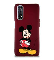 Realme 7 Soft Premier Kapak Mickey Mouse-E Tasarımlı Silikon Kılıf - Mürdüm (Şeffaf)