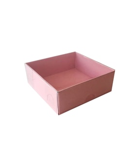 Asetat Kapaklı Karton Kutu Düz Renk 8X8X3 (50 Adet)  Pembe