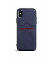 iPhone XS Max Kartlıklı Rich Boss Lüx Deri Kılıf Lacivert