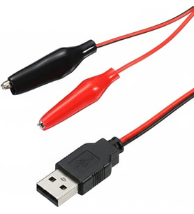 USB Erkek - Küçük Krokodil Uçlu 5V 2A Test Kablosu 60 cm