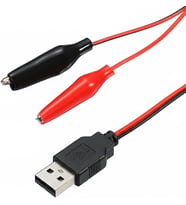 USB Erkek - Küçük Krokodil Uçlu 5V 2A Test Kablosu 60 cm