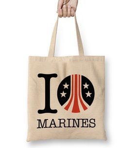 Aliens I Heart Marines Bez Çanta Uzun Saplı
