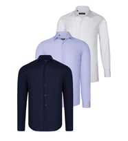 ÜÇLÜ SET G726 DEWBERRY GÖMLEK-LACİVERT-BEYAZ-LİLA (Karışık)