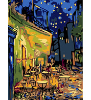 Cafe de Teras Sayılarla Boyama Seti 50x65 cm (Tuvale Gerili)