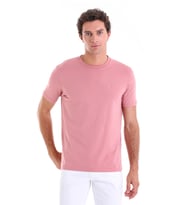 Hatemoğlu Pembe Regular Fit Düz Pamuklu Bisiklet Yaka Triko Tişört