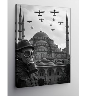 Kanvas Tablo Savaş Uçakları ve Camii