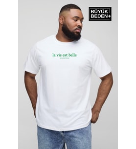 Erkek Büyük Beden L.v. Est Belle Baskılı Bisiklet Yaka Tshırt SPR25BT910 (Beyaz)