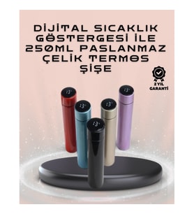 Mey İthalat® 250ml LED Ekranlı Paslanmaz Çelik Akıllı Termos