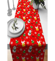 Kırmızı Christmas Desen Premium Masa Örtüsü Runner RNR565