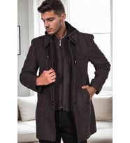 PLT8335 DEWBERRY ERKEK PALTO-DİAGONAL SİYAH-ANTRASİT-3