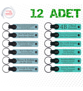 Gök Mavi & Turkuaz, İsim Ve Mesaj Yazılı Deri Hatıra, Bebek Mevlüdü İçin Anlamlı Armağan 12’li Set