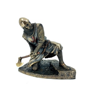 Baltalı Tapınak Şövalyesi Heykel Biblo Dekor (Bronz)