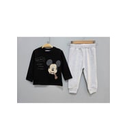 Mickey pijama takimi unisex takim (Siyah - Açık Gri)